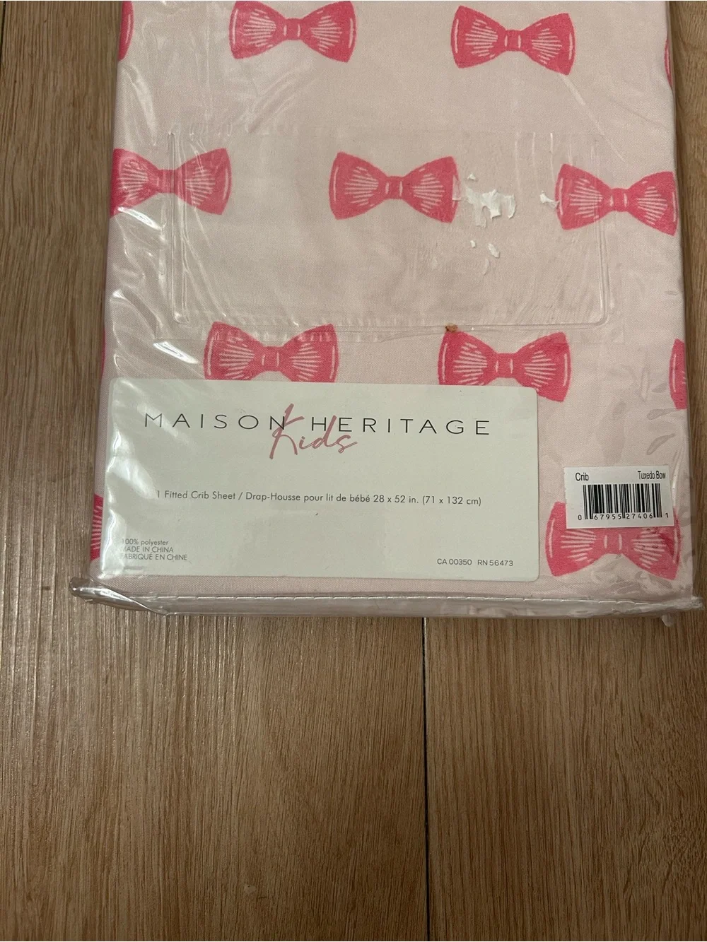 Kids Pink Bow Print Crib Sheet